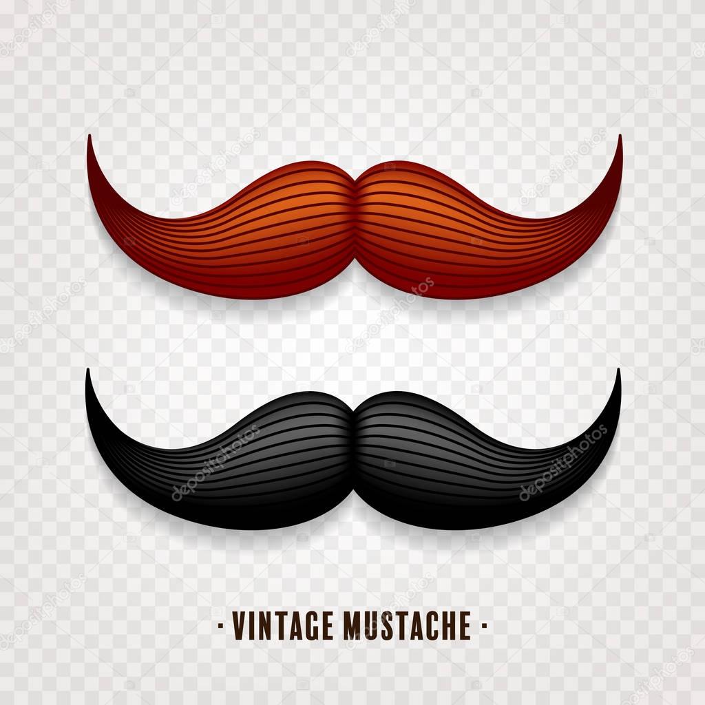 Mustache isolated on white. Black and brown vector vintage moustache. Facial hair.Barber shop. Retro collection. Hipster beard.