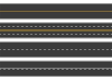 Yol, asfalt ile sokak. Otoban. Taşıma için yol. Isolated.Speedway.Vector illüstrasyon.