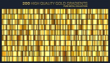 Altın, altın gradyan, desen, şablonu. Tasarım, kaliteli degradeler topluluğu için renk kümesi. Metalik doku, parlak arka plan. Saf metal. Metin, mockup, afiş, şerit veya süsleme için uygundur..