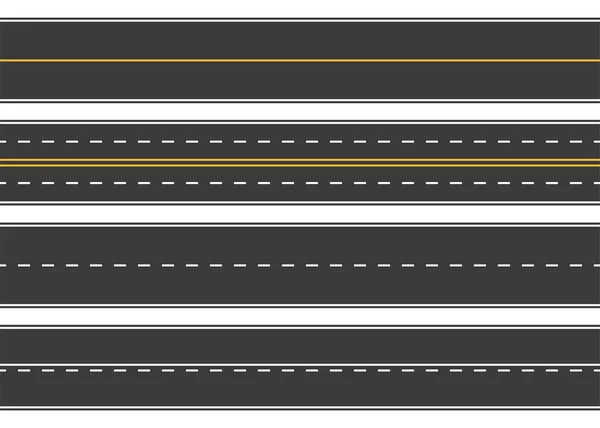 Route, rue avec asphalte. Autoroute. Un moyen de transport. Isolé.Speedway.Vector illustration . — Image vectorielle
