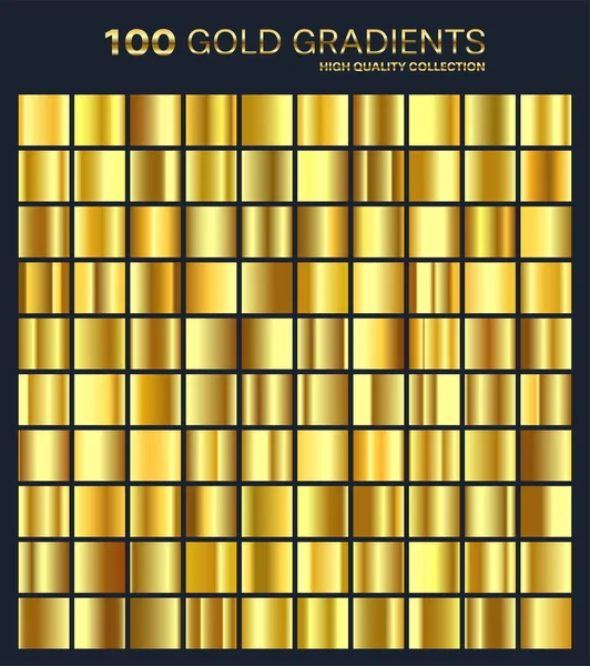 Gold,golden gradient,pattern,template.Set of colors for design,collection of high quality gradients.Metallic texture,shiny background.Pure metal.Suitable for text ,mockup,banner, ribbon or ornament. — Stock Vector