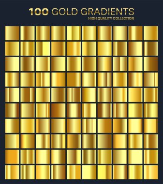 Altın, altın gradyan, desen, şablonu. Tasarım, kaliteli degradeler topluluğu için renk kümesi. Metalik doku, parlak arka plan. Saf metal. Metin, mockup, afiş, şerit veya süsleme için uygundur..
