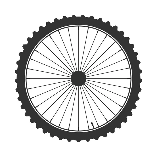 Symbole de roue de vélo, vecteur. Du caoutchouc pour vélo. Pneu de montagne. Valve. Cycle de remise en forme MTB VTT . — Image vectorielle