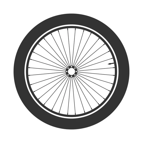 Bicycle wheel symbol,vector. Bike rubber. Mountain tyre. Valve. Fitness cycle.MTB. Mountainbike. — Stock Vector