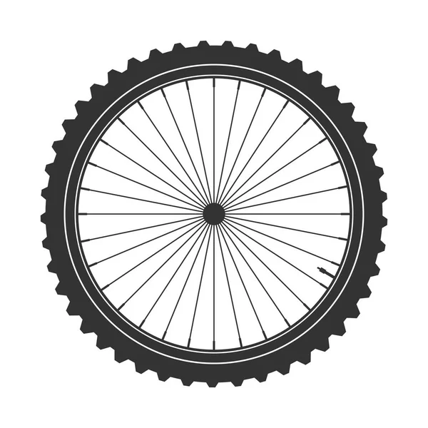 Símbolo de rueda de bicicleta, vector. Goma de bicicleta. Neumático de montaña. Válvula. Ciclo de fitness MTB. Mountainbike . — Archivo Imágenes Vectoriales