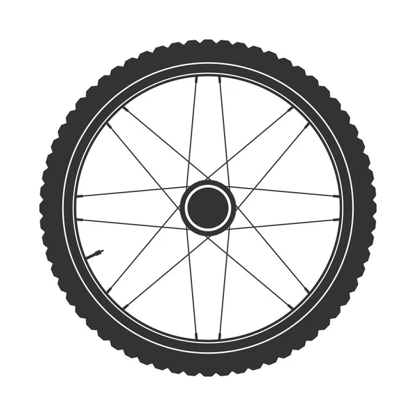 Bicycle wheel symbol,vector. Bike rubber. Mountain tyre. Valve. Fitness cycle.MTB. Mountainbike. — Stock Vector