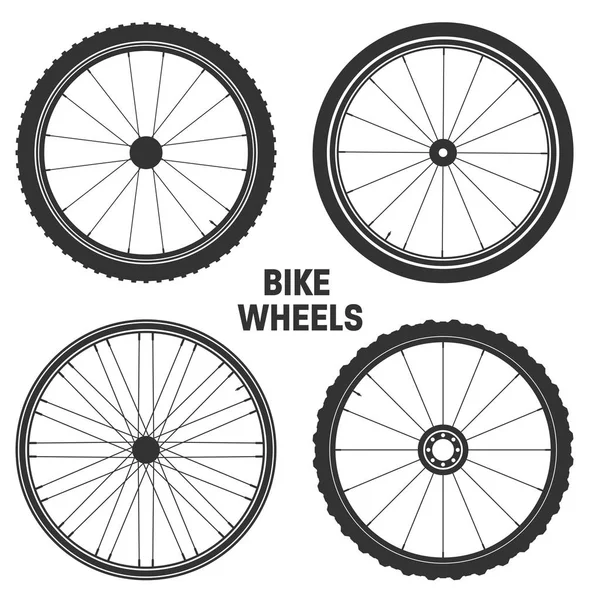 Fiets wiel symbool, vector. Fiets rubber. Berg de band. Ventiel. Fitness cycle.Mtb. Mountainbike. — Stockvector