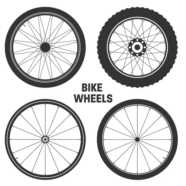 Fiets wiel symbool, vector. Fiets rubber. Berg de band. Ventiel. Fitness cycle.Mtb. Mountainbike. — Stockvector