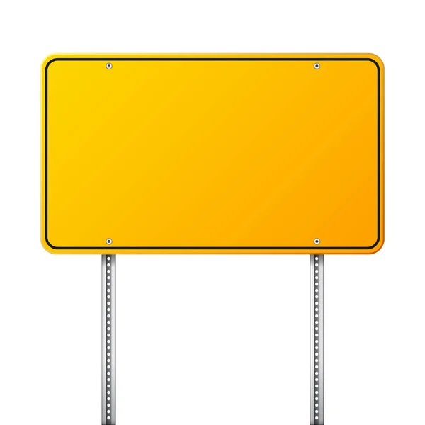 Panneau de signalisation jaune. Tableau blanc avec place pour le texte.Mockup. Panneau d'information isolé. Direction. Illustration vectorielle . — Image vectorielle