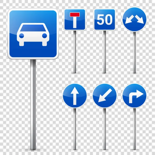 Raccolta segnali stradali isolato su sfondo bianco. Controllo del traffico stradale.Utilizzo della corsia. Segni normativi . — Vettoriale Stock