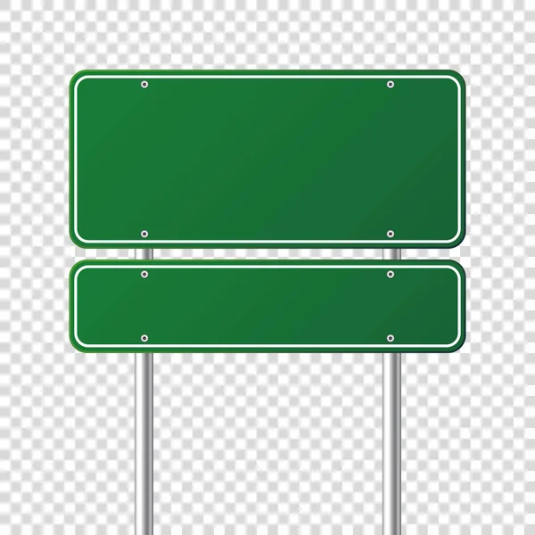 Groene verkeer verkeersbord. Leeg bord met plaats voor tekst. Mockup. Geïsoleerde informatiebord. Richting. Vectorillustratie. — Stockvector