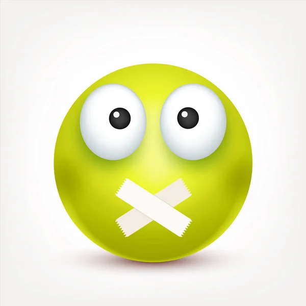 Smiley, θυμωμένος, λυπημένος, emoticon. Πράσινο πρόσωπο με τα συναισθήματα. Έκφραση του προσώπου. 3D ρεαλιστική emoji. Αστεία κινούμενα σχέδια χαρακτήρα. Διάθεση. Εικονίδιο Web. Εικονογράφηση διάνυσμα. — Διανυσματικό Αρχείο