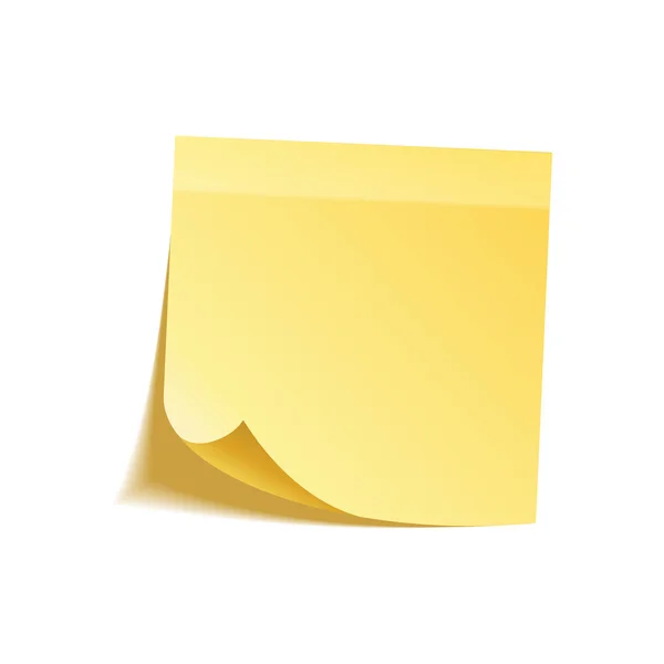 透明な背景に分離した影の付箋。黄色の紙。便箋にメッセージ。思い出させる。ベクトル図. — ストックベクタ