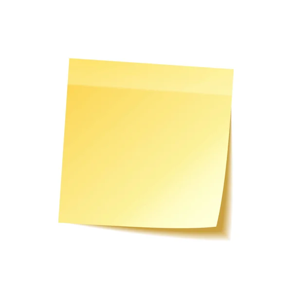 Nota pegajosa com sombra isolada em fundo transparente. Papel amarelo. Mensagem no notepaper.Lembrete. Ilustração vetorial . — Vetor de Stock