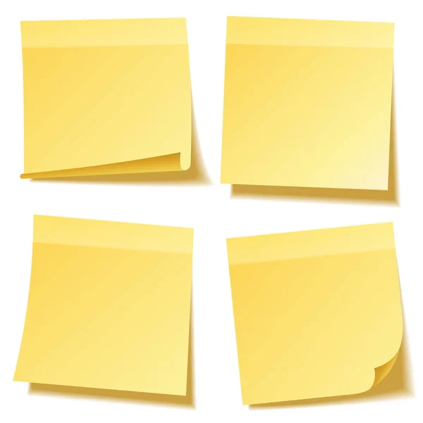 Sticky note with shadow isolated on transparent background set. Yellow paper. Message on notepaper.Reminder. Vector illustration. — Stock Vector