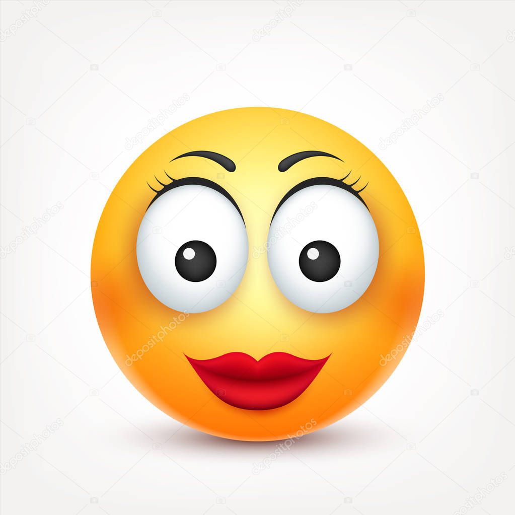 Caras de emociones animadas enojado | Smiley, sonriente emoticono mujer