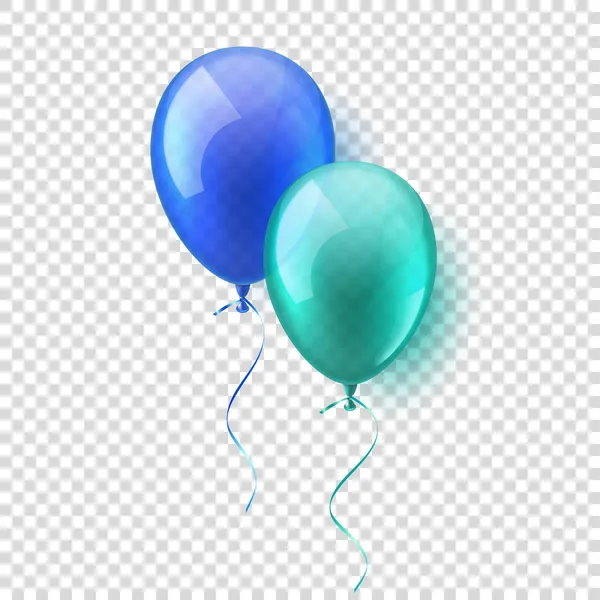Transparante geïsoleerde realistische kleurrijke glanzende Flying lucht ballonnen instellen. De partij van de verjaardag. Ribbon.Celebration. bruiloft of Anniversary.Vector afbeelding. — Stockvector