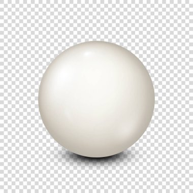 Bilardo, beyaz havuz topu. Snooker. Saydam arka plan. Vektör çizim.