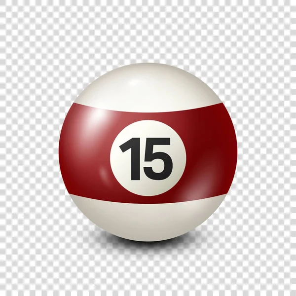 Billard, gelber Billardball mit der Nummer 15.Snooker. transparente Hintergrund.Vektorillustration. — Stockvektor