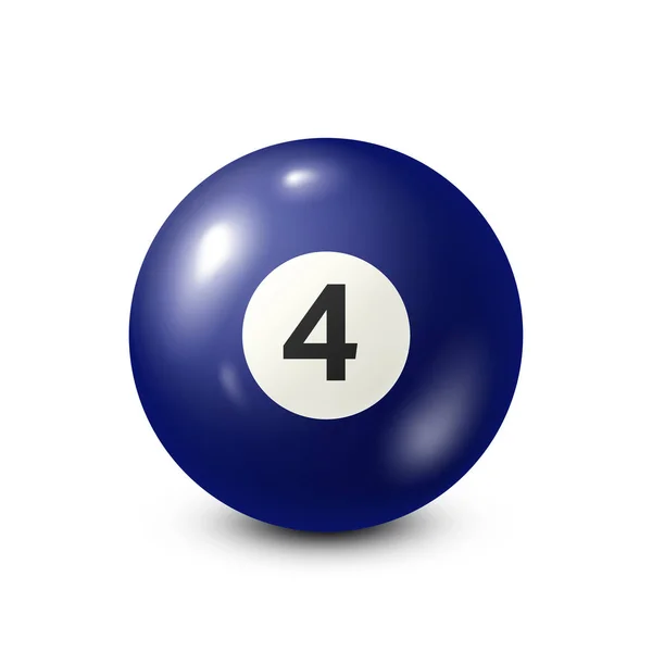 Billard, blaue Billardkugel mit der Nummer 4.Snooker. weiße hintergrund.vektorgrafik. — Stockvektor