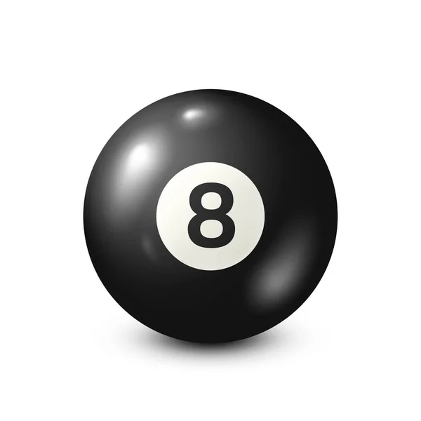 Biliardo, palla da biliardo nera con il numero 8.Snooker. Sfondo bianco.Illustrazione vettoriale . — Vettoriale Stock