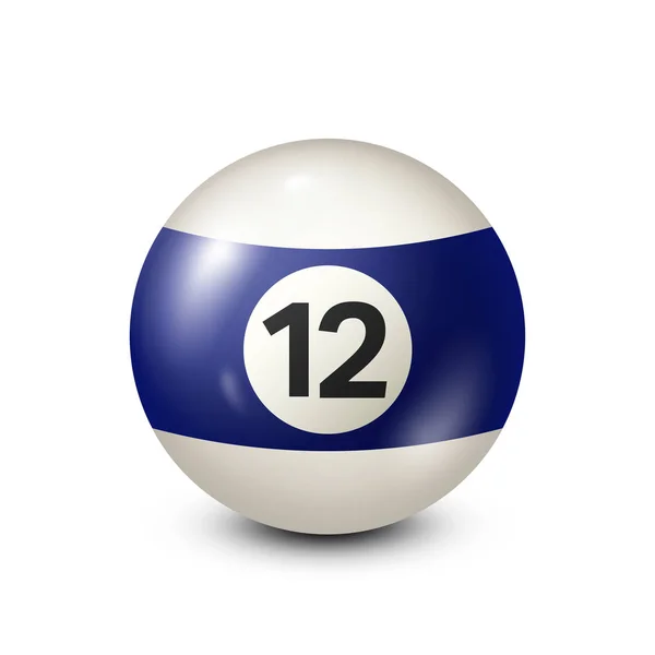 Billar, bola de billar azul con número 12.Snooker. Fondo transparente.Ilustración vectorial . — Vector de stock