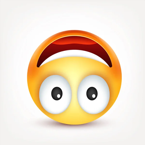 Sonriente, emoticono. Cara amarilla con emociones. Expresión facial. emoji realista 3d. Caras tristes, felices, enojadas.Personaje divertido de la historieta. Icono web. Ilustración vectorial . — Archivo Imágenes Vectoriales