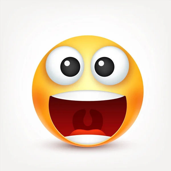 Smiley,emoticon. Yellow face with emotions. Facial expression. 3d realistic emoji. Sad,happy,angry faces.Funny cartoon character.Mood. Web icon. Vector illustration.