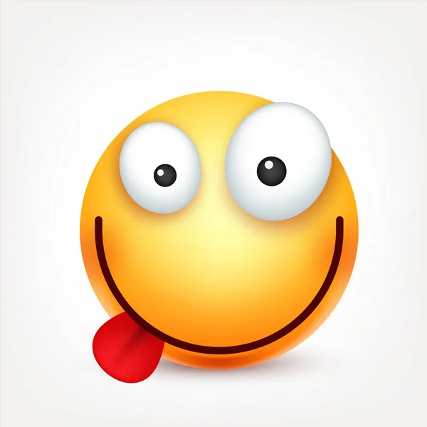Smiley,emoticon. Yellow face with emotions. Facial expression. 3d realistic emoji. Sad,happy,angry faces.Funny cartoon character.Mood. Web icon. Vector illustration. — Stock Vector
