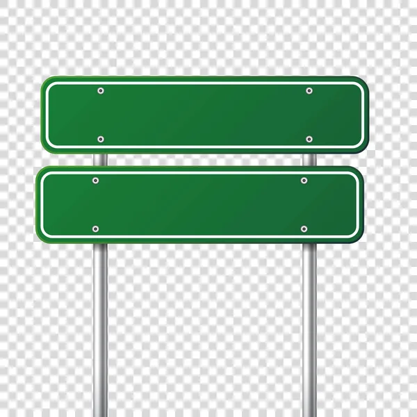 Verkehrszeichen grün. leere Tafel mit Platz für text.mockup. vereinzelte Hinweisschilder. Richtung. Vektorillustration. — Stockvektor