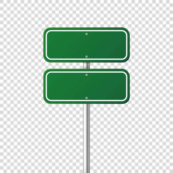 Groene verkeer verkeersbord. Leeg bord met plaats voor tekst. Mockup. Geïsoleerde informatiebord. Richting. Vectorillustratie. — Stockvector