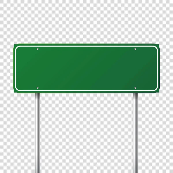 Panneau routier vert. Tableau blanc avec place pour le texte.Mockup. Panneau d'information isolé. Direction. Illustration vectorielle . — Image vectorielle