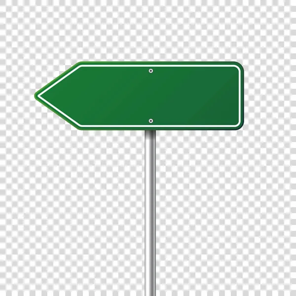 Groene verkeer verkeersbord. Leeg bord met plaats voor tekst. Mockup. Geïsoleerde informatiebord. Richting. Vectorillustratie. — Stockvector