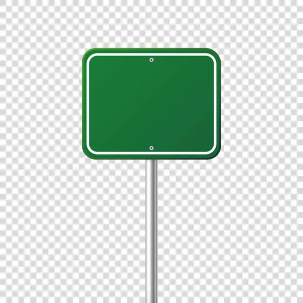 Дорожный зеленый дорожный знак. Пустая доска с местом для текста. Макап. Изолированный информационный знак. Направление. Векторная иллюстрация . — стоковый вектор