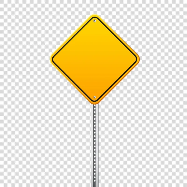 Дорожный желтый дорожный знак. Пустая доска с местом для текста. Макап. Изолированный информационный знак. Направление. Векторная иллюстрация . — стоковый вектор