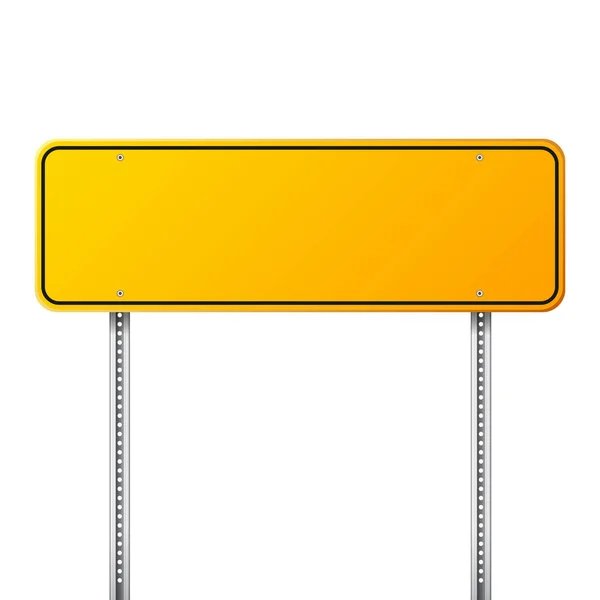 黄色の道路標識。空白盤テキストのための場所です。モックアップ。分離情報の標識です。方向です。ベクトル図. — ストックベクタ