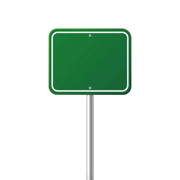 绿色道路交通标志。与地方为文本的空白板。样机。孤立的信息标志。方向。矢量图. — 图库矢量图片