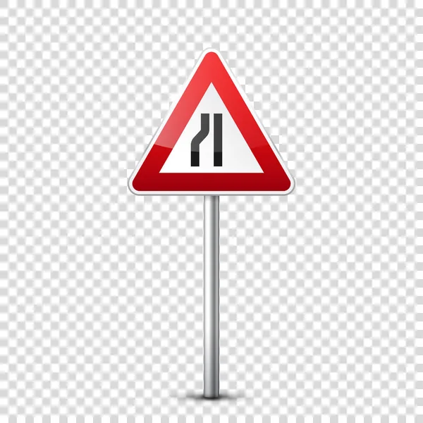 Road red signs collection isolated on transparent background. Road traffic control.Lane usage.Stop and yield. Regulatory signs. Curves and turns. — Stock Vector