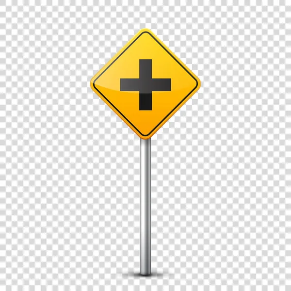 Žluté dopravní značky kolekce izolované na průhledné pozadí. Řízení silničního provozu. Lane využití. Zastavte a výnos. Regulační znamení. Křivky a obraty. — Stockový vektor