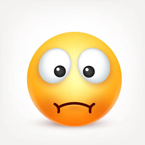 Smiley,emoticon. Yellow face with emotions. Facial expression. 3d realistic emoji. Sad,happy,angry faces.Funny cartoon character.Mood. Web icon. Vector illustration. — Stock Vector