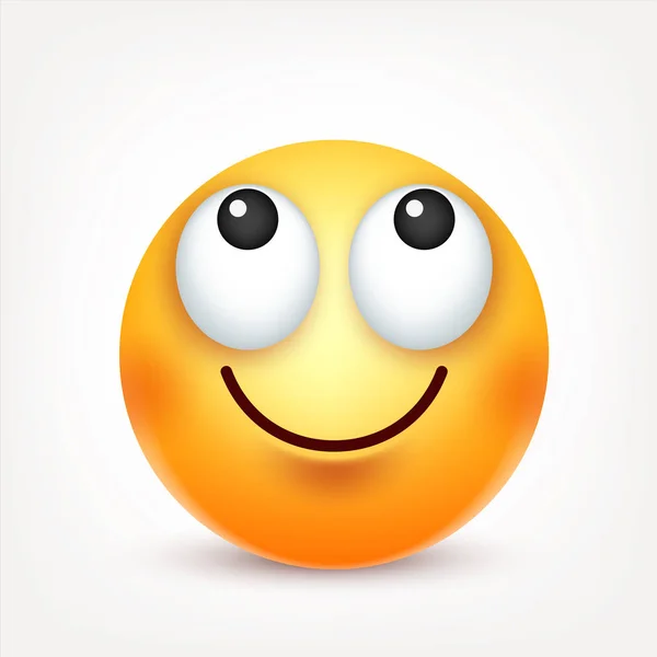 Smiley, émoticône. Visage jaune avec des émotions. Expression faciale. emoji réaliste 3d. Triste, heureux, visages en colère.Caractère de dessin animé drôle.Mood. Icône Web. Illustration vectorielle . — Image vectorielle