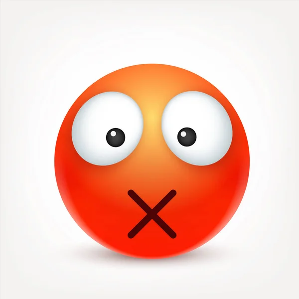 Smiley, uttryckssymbol. Rött ansikte med känslor. Ansiktsuttryck. 3D realistiska emoji. Ledsen, glad, arga ansikten. Rolig tecknad karaktär. Humör. Web-ikonen. Vektorillustration. — Stock vektor