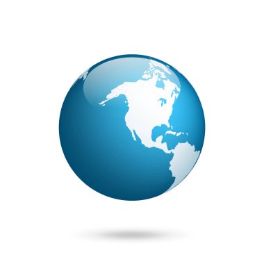 Dünya küresi. Dünya haritası hazır. Kıtaları olan bir gezegen. Afrika Asya, Avustralya, Avrupa, Kuzey Amerika ve Güney Amerika..