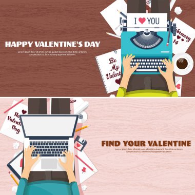 Düz arka plan daktilo ile. Aşk, kalpleri. Sevgililer günü. Benim sevgilim olmak. 14 Şubat. Vektör çizim. Holidays.Wooden arka plan.