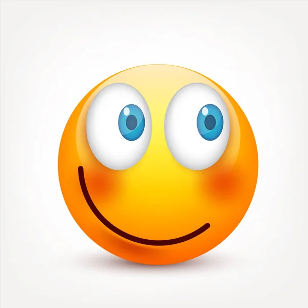 Smiley z niebieskimi oczami, zestaw emotikon. Żółta twarz z emocjami. Wyraz twarzy. 3D realistyczne emoji. Smutny, zadowolony, zły twarze. Zabawnych kreskówek. Mood.Vector ilustracji. — Wektor stockowy