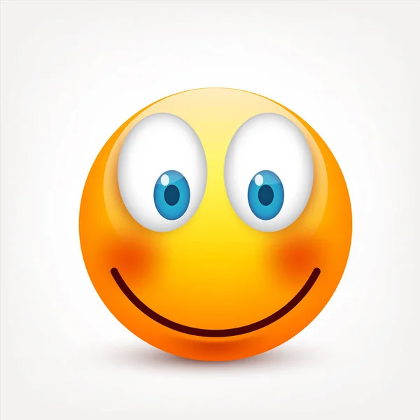 Smiley with blue eyes,emoticon set. Yellow face with emotions. Facial