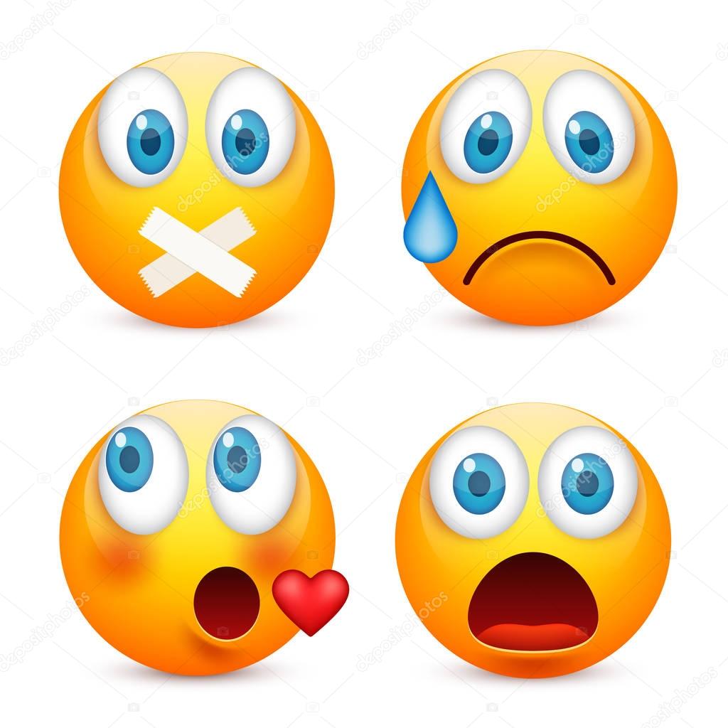 Vettoriale stockSorridente con gli occhi azzurri, emoticon impostato.  Faccia gialla con emozioni. Espressione facciale. 3D emoji realistico.  Triste, felice, arrabbiato faces.Funny personaggio dei fumetti.Mood.Vector  illustrazione . di ©floral_set ..., image size:1024x1024
