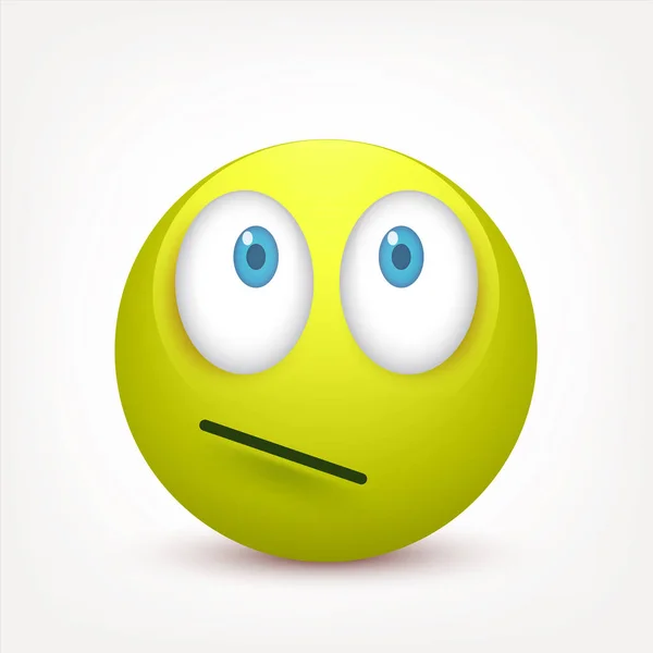 Smiley med blå ögon, uttryckssymbol. Saulosi med känslor. Ansiktsuttryck. 3D realistiska emoji. Ledsen, glad, arga ansikten. Rolig tecknad karaktär. Mood.Vector illustration. — Stock vektor