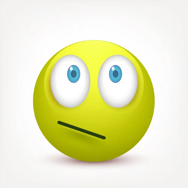 Smiley z niebieskimi oczami, emotikon. Greenface z emocjami. Wyraz twarzy. 3D realistyczne emoji. Smutny, zadowolony, zły twarze. Zabawnych kreskówek. Mood.Vector ilustracji. — Wektor stockowy