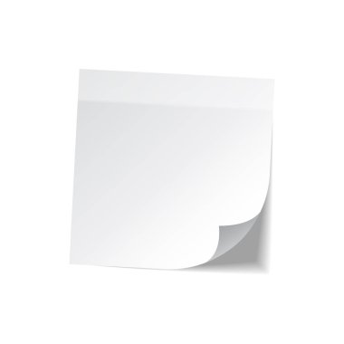 Yapışkan notu üzerinde şeffaf arka plan izole gölge ile. Beyaz kağıt. Notepaper iletide. Hatırlatma. Vektör çizim.